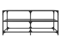 Mesa De Centro* Mesa de centro com topo em vidro 98,5x50x45 cm aço PT945079 Preto