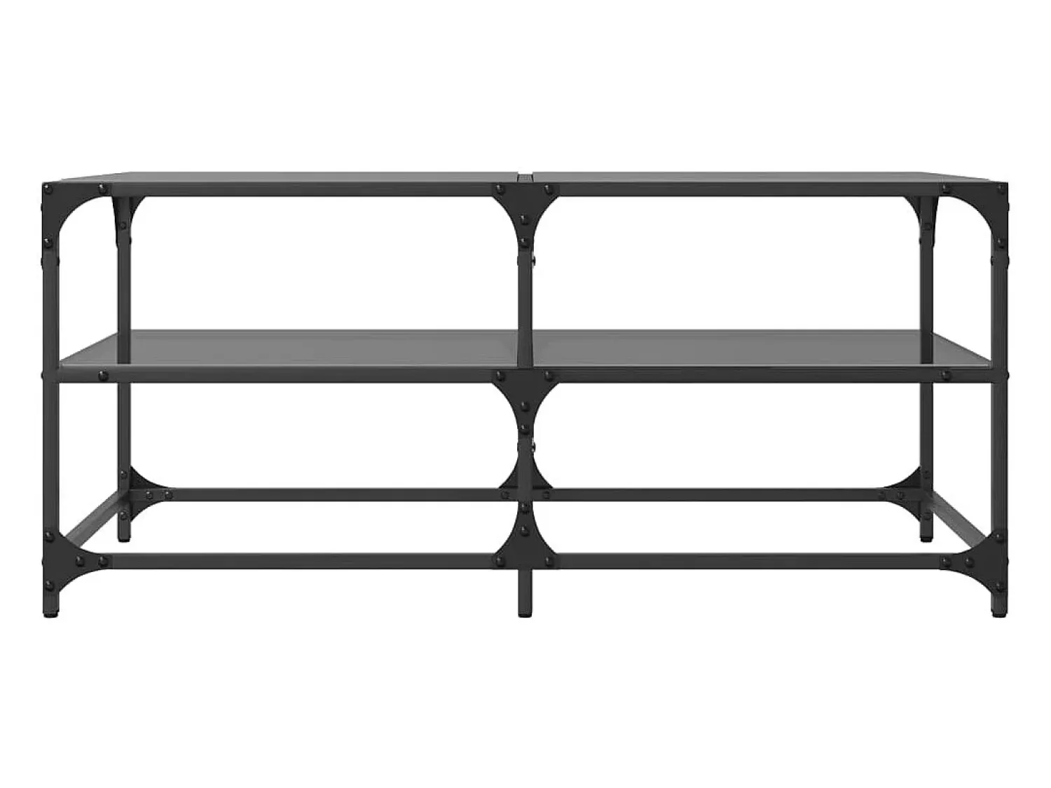 Mesa De Centro* Mesa de centro com topo em vidro 98,5x50x45 cm aço PT945079 Preto