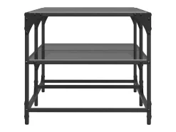 Mesa De Centro* Mesa de centro com topo em vidro 98,5x50x45 cm aço PT945079 Preto