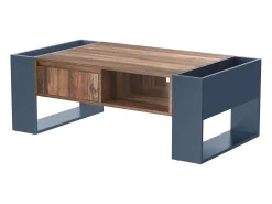 ModernLuxe Mesa de centro com uma gaveta - estilo industrial - Castanho e Preto^ Mesa De Centro