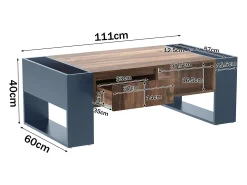 ModernLuxe Mesa de centro com uma gaveta - estilo industrial - Castanho e Preto^ Mesa De Centro