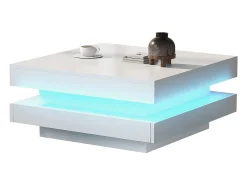 Mesa De Centro|ModernLuxe Mesa de centro contemporânea com LED em 16 cores - formato quadrado - Branco