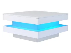 Mesa De Centro|ModernLuxe Mesa de centro contemporânea com LED em 16 cores - formato quadrado - Branco