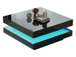 Mesa De Centro*ModernLuxe Mesa de centro contemporânea com LED em 16 cores - formato quadrado - Preto