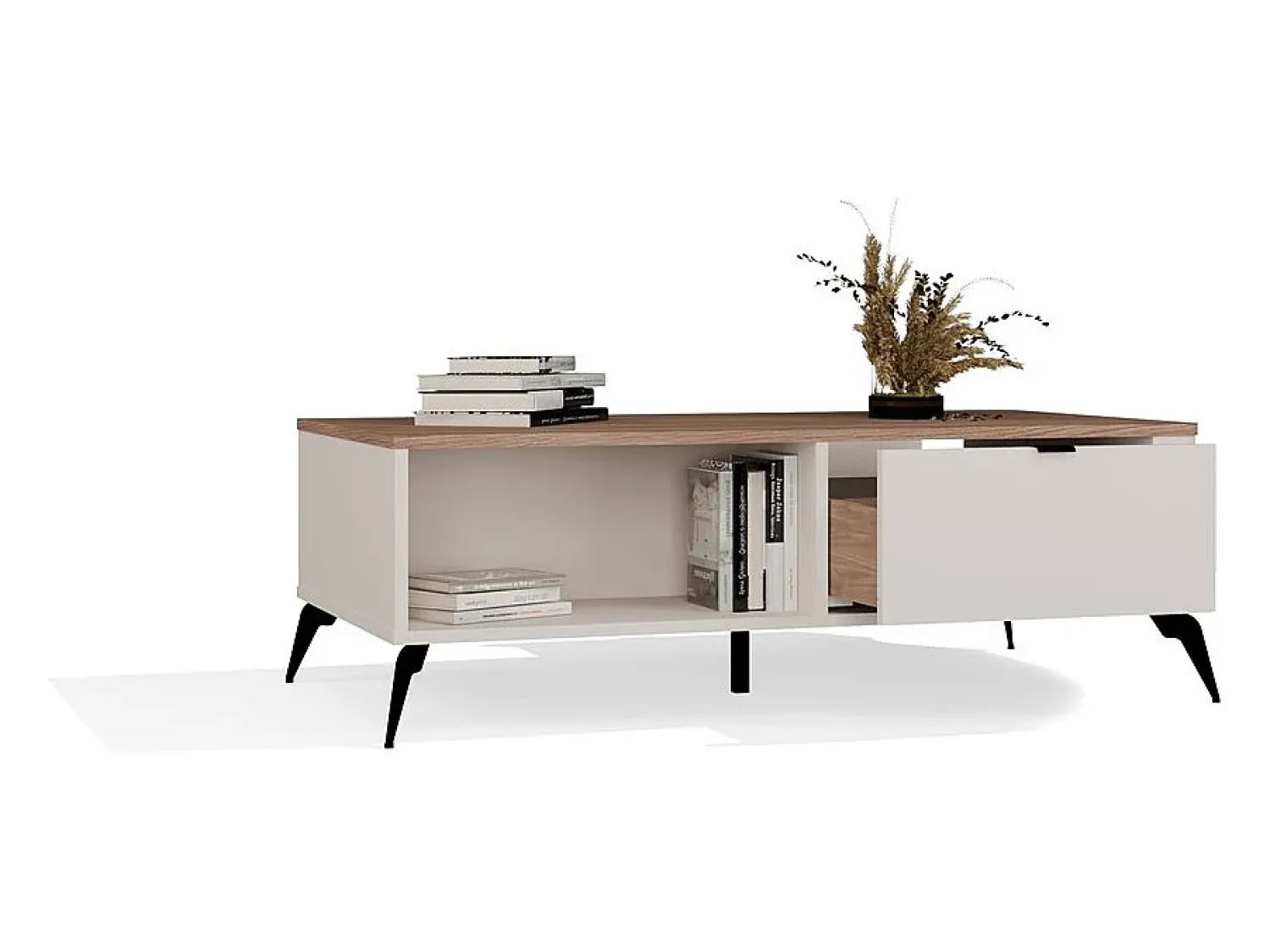Mesa De Centro*TOPESHOP Mesa de centro Cordoba 110x63 cm com 2 gavetas com fecho suave e tampo em carvalho Castello Bege