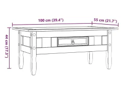 Mesa De Centro*vidaxl Mesa de centro Corona pinho mexicano 100x55x44 cm Branco