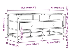Mesa De Centro*vidaxl Mesa de centro c/topo de vidro 98,5x50x45cm carvalho sonoma aço Natural claro