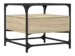Clearance vidaxl Mesa de centro c/topo de vidro 50x50x45cm carvalho sonoma aço Natural claro