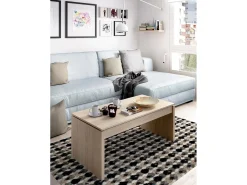 Dmora Mesa de centro Cuar, Porta-revistas da sala com compartimento de arrumação, Mesa de centro baixa elevada, 102x50h43 cm, Carvalho Castanho