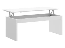Mesa De Centro*Dmora Mesa de centro Cuar, Porta-revistas da sala com compartimento de arrumação, Mesa de centro baixa elevada, 102x50h43 cm, Branco