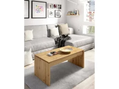 Mesa De Centro|Dmora Mesa de centro Cuar, Porta-revistas para sala com compartimento de arrumação, Mesa de centro baixa elevada, 102x50h43 cm, Knot Oak Castanho