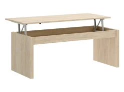Mesa De Centro*Dmora Mesa de centro Dburgi, Porta-revistas para sala com compartimento de arrumação, Mesa de centro baixa elevada, 102x50h43 cm, Carvalho Castanho