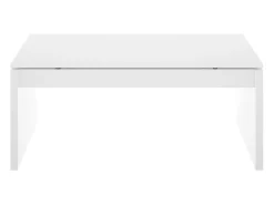 Mesa De Centro|Dmora Mesa de centro Dburgi, Porta-revistas para sala com compartimento de arrumação, Mesa de centro baixa elevada, 102x50h43 cm, Branco