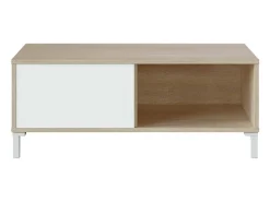 Mesa De Centro*Dmora Mesa de centro Dcresp, Mesa de centro, Mesa baixa da sala, 100x50h40 cm, Carvalho e Branco Castanho