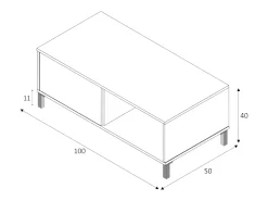 Mesa De Centro*Dmora Mesa de centro Dcresp, Mesa de centro, Mesa baixa da sala, 100x50h40 cm, Carvalho e Branco Castanho