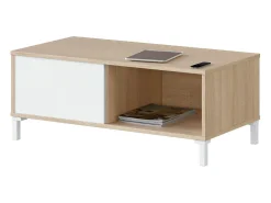 Mesa De Centro*Dmora Mesa de centro Dcresp, Mesa de centro, Mesa baixa da sala, 100x50h40 cm, Carvalho e Branco Castanho