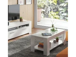 Mesa De Centro|Dmora Mesa de centro Ddeviti, Mesa de centro com prateleira elevatória, Mesa baixa da sala, 102x50h43/54 cm, mate Branco