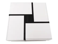 Mesa De Centro*Merax Mesa de centro de alto brilho com 4 gavetas - 78 x 78 x 36 cm - espaço de armazenamento embaixo - aglomerado - Branco