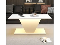 Merax Mesa de centro de alto brilho - 100 x 50 x 46 cm - com LEDs - em forma de V - aglomerado -^ Mesa De Centro