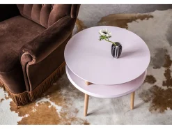 Mesa de centro de dois níveis dimensões 57 cm x 45 cm de altura Ufo Branco Giz^ Mesa De Centro