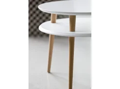 Clearance Mesa de centro de dois níveis Dmr. 70 cm x altura 45 cm Ufo Branco Giz Creme