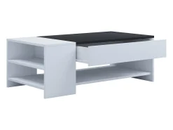Mesa De Apoio*VCM Mesa de centro de madeira simples | Dimensões aprox. A. 35 x L. 100 x P. 50 cm | Mesa de estar com gaveta - Tindus (Branco / Preto) Multicor