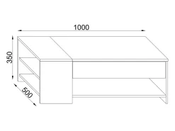 Mesa De Apoio*VCM Mesa de centro de madeira simples | Dimensões aprox. A. 35 x L. 100 x P. 50 cm | Mesa de estar com gaveta - Tindus (Branco / Preto) Multicor