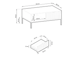 Mesa de centro de madeira laminada com pés de metal preto 104x68 cm^ Mesa De Centro
