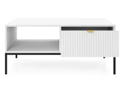 Mesa de centro de madeira laminada com pés de metal preto 104x68 cm^ Mesa De Centro