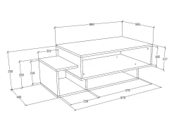 Mesa De Apoio*VCM Mesa de centro de madeira | Mesa de sofá com espaço de armazenamento suficiente | Dimensões aprox. A. 35 x L. 88 x P. 50 cm | Mesa de estar - Runila (Branco) Multicor