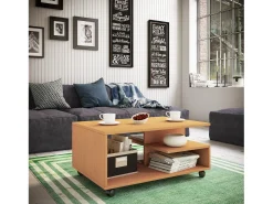 VCM Mesa de centro de madeira simples | Rodízios Sofáticos | Dimensões aprox. A. 41 x L. 80 x P. 50 cm | Mesa de centro dobrável - Stango L (Beech)^ Mesa De Centro