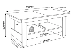 Hot VCM Mesa de centro de madeira simples | Dimensões aprox. A. 52 x L. 115 x P. 58 cm | Mesa para sala de estar - Kobila ajustável em altura extensível (faia) Multicor