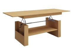 Hot VCM Mesa de centro de madeira simples | Dimensões aprox. A. 52 x L. 115 x P. 58 cm | Mesa para sala de estar - Kobila ajustável em altura extensível (faia) Multicor