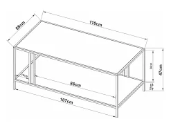 Mesa De Centro|Helloshop26 Mesa de centro de metal 47 x 110 x 55 cm branca 03_0008454 Branco