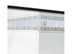 Mesa De Centro| Mesa de centro de vidro, mesa de centro quadrada com LED ajustável, mesa lateral moderna, e branco Preto