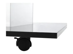 Mesa De Centro| Mesa de centro de vidro, mesa de centro quadrada com LED ajustável, mesa lateral moderna, e branco Preto