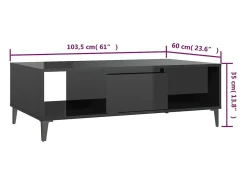 Best vidaxl Mesa de centro derivados de madeira brilhante Preto