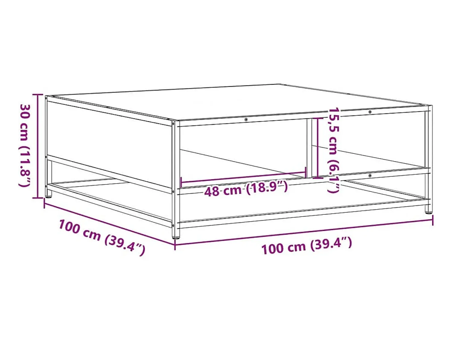Mesa De Centro*vidaxl Mesa de centro derivados de madeira e metal sonoma Cinzento