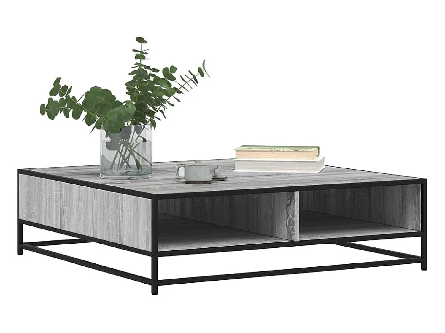 Mesa De Centro*vidaxl Mesa de centro derivados de madeira e metal sonoma Cinzento