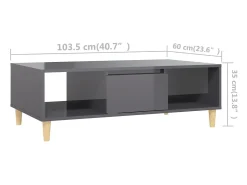 Mesa De Centro*vidaxl Mesa de centro derivados de madeira cinza brilhante Cinzento