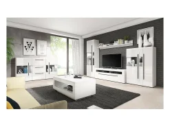 Meublorama Mesa de centro design coleção BREDA na cor branca brilhante. Móvel ideal para sua sala de estar.^ Mesa De Centro