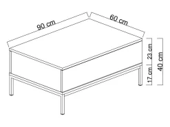 Mesa De Centro*Dmora Mesa de centro Dfiamozz, Mesa baixa para café, Suporte para sofá, Prateleira para sala, 90x60h40 cm, e Dourado Branco