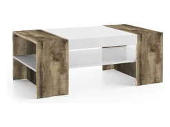 Discount Dmora Mesa de centro Dfort, Mesa de centro baixa, Porta-revistas, 100% Fabricado na Itália, 110x60h40 cm, brilhante e Bordo Branco
