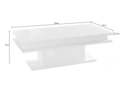 Dmora Mesa de centro Dgandin, Mesa de centro baixa, Porta-revistas, 100% Fabricado na Itália, 100x55h42 cm, brilhante com luz LED^ Mesa De Centro