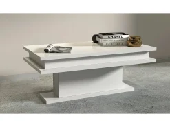 Dmora Mesa de centro Dgandin, Mesa de centro baixa, Porta-revistas, 100% Fabricado na Itália, 100x55h42 cm, brilhante^ Mesa De Centro