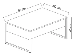 Hot Dmora Mesa de centro Dgiagnon, Mesa de café daCafé, Porta-revistas para sofá, Prateleira para sala de estar, 90x60h40 cm, Antracite e Preto