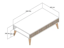 Mesa De Centro*Dmora Mesa de centro Dgiovinc, Mesa de café, Porta-revistas para sofá, Prateleira para sala de estar, 105x60h35 cm, Nogueira e Antracite Castanho