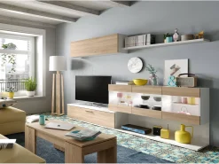 Mesa De Centro|Dmora Mesa de centro Dgollin, Mesa de centro com tampo elevatório, Mesa baixa de sala, 100x50h43/84 cm, Carvalho Castanho
