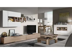 Mesa De Centro|Dmora Mesa de centro Dgollin, Mesa de centro com tampo elevatório, Mesa baixa de sala, 100x50h43/84 cm, Carvalho Castanho