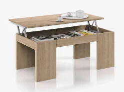 Mesa De Centro|Dmora Mesa de centro Dgollin, Mesa de centro com tampo elevatório, Mesa baixa de sala, 100x50h43/84 cm, Carvalho Castanho